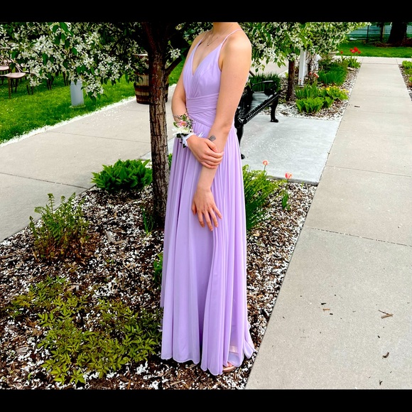 Lilac purple bridesmaid full length dress - Picture 1 of 3